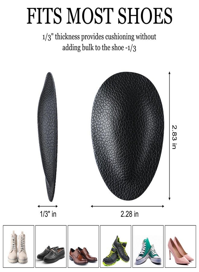 Threlaco ثريلاكو 4 أزواج من وسادات مشط القدم للنساء والرجال، مصنوعة من الجلد، تدعم قوس مشط القدم، وسادات لتخفيف آلام مشط القدم، وسادات قدم سميكة 1/3 بوصة (أسود). - Image 2